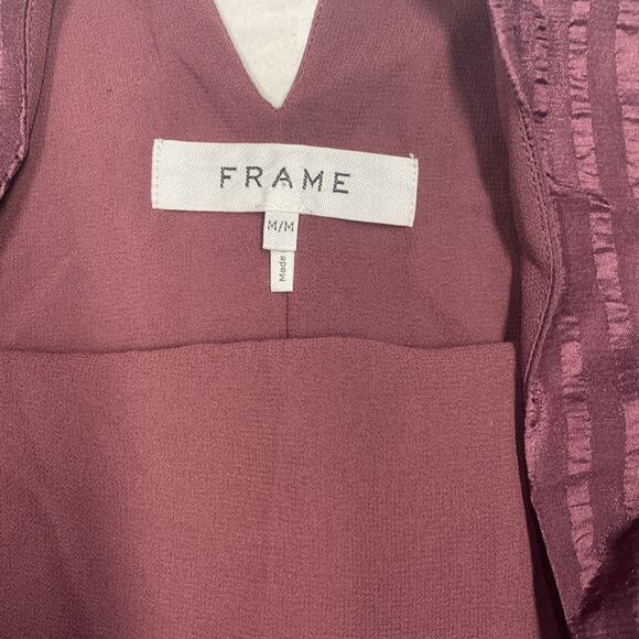 Frame Draped Textured Silk Halter Top in Cabernet size M (b11, b47) - Picture 6 of 7